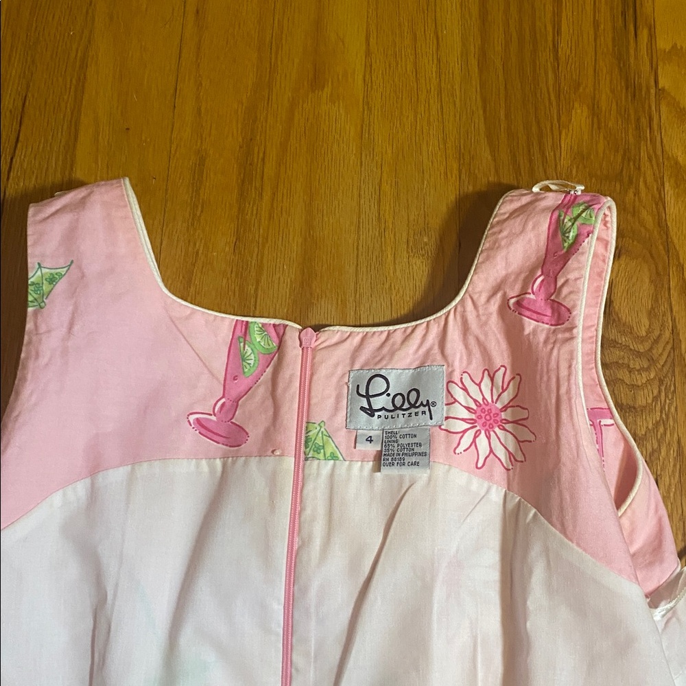 Lilly Pulitzer Pink Sleeveless Dress with Floral and Cocktail Print - Picture 11 of 12